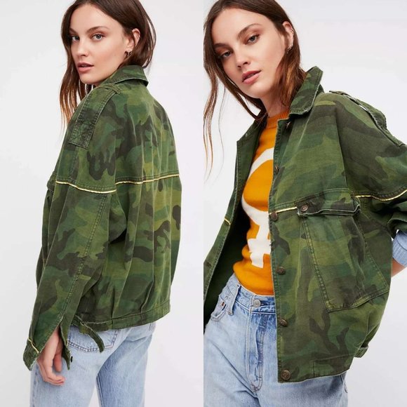 Free People Jackets & Blazers - ❤️SOLD❤️Free People Slouchy Military Green Camo